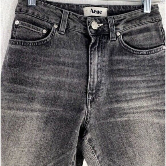 ACNE Jeans Needle Pavement BLACK Women's Jeans Tapered Stretch 26x28 Measured - Picture 3 of 11